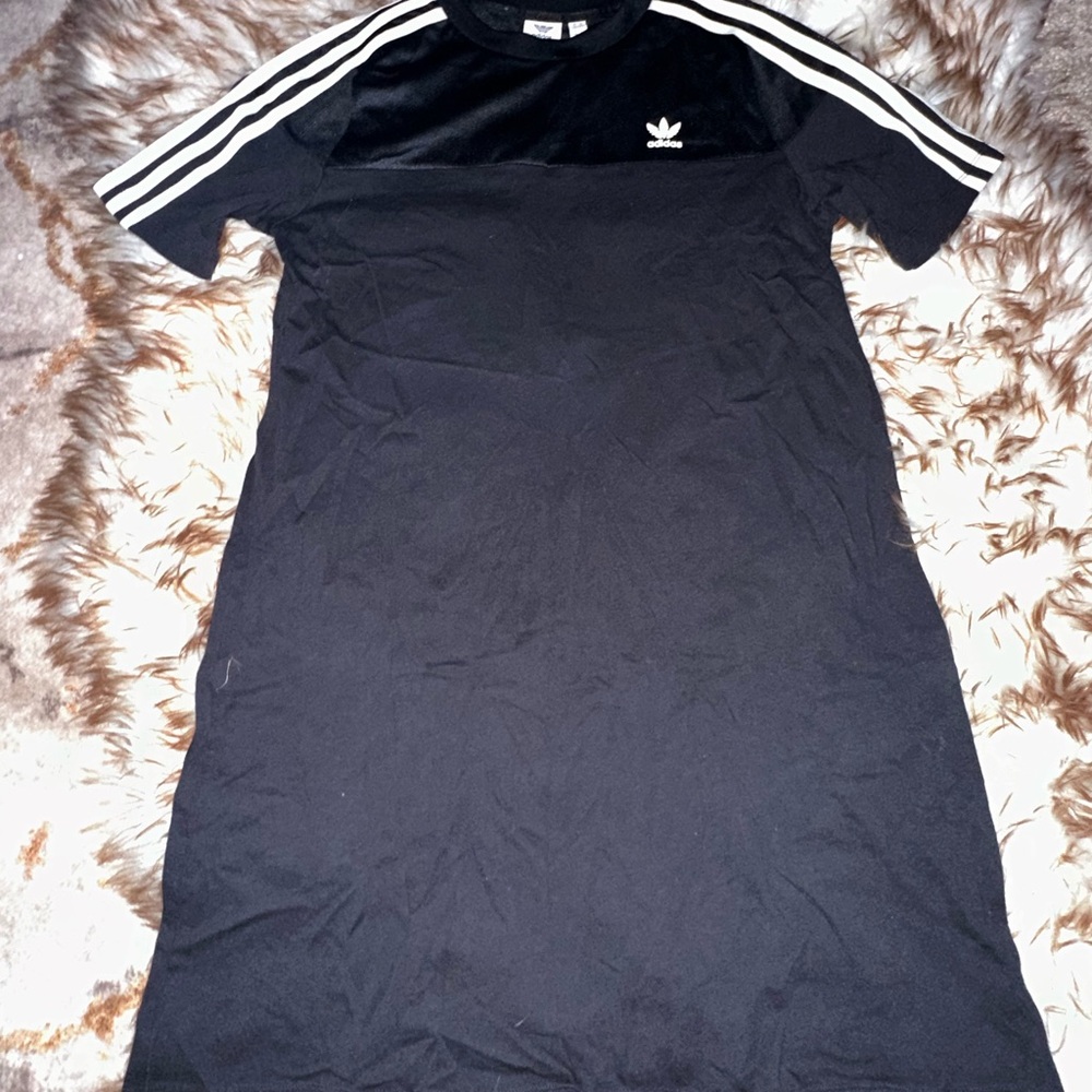 Adidas Black Dress with White Stripes
